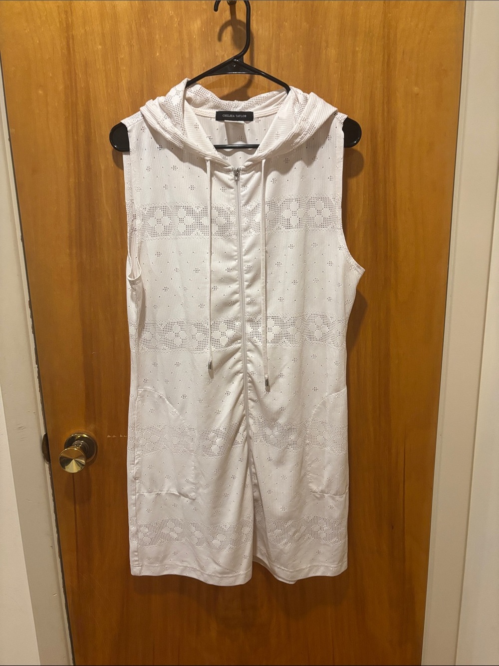 Sleeveless Hooded Eyelet Swim Coverup in White by A New Day